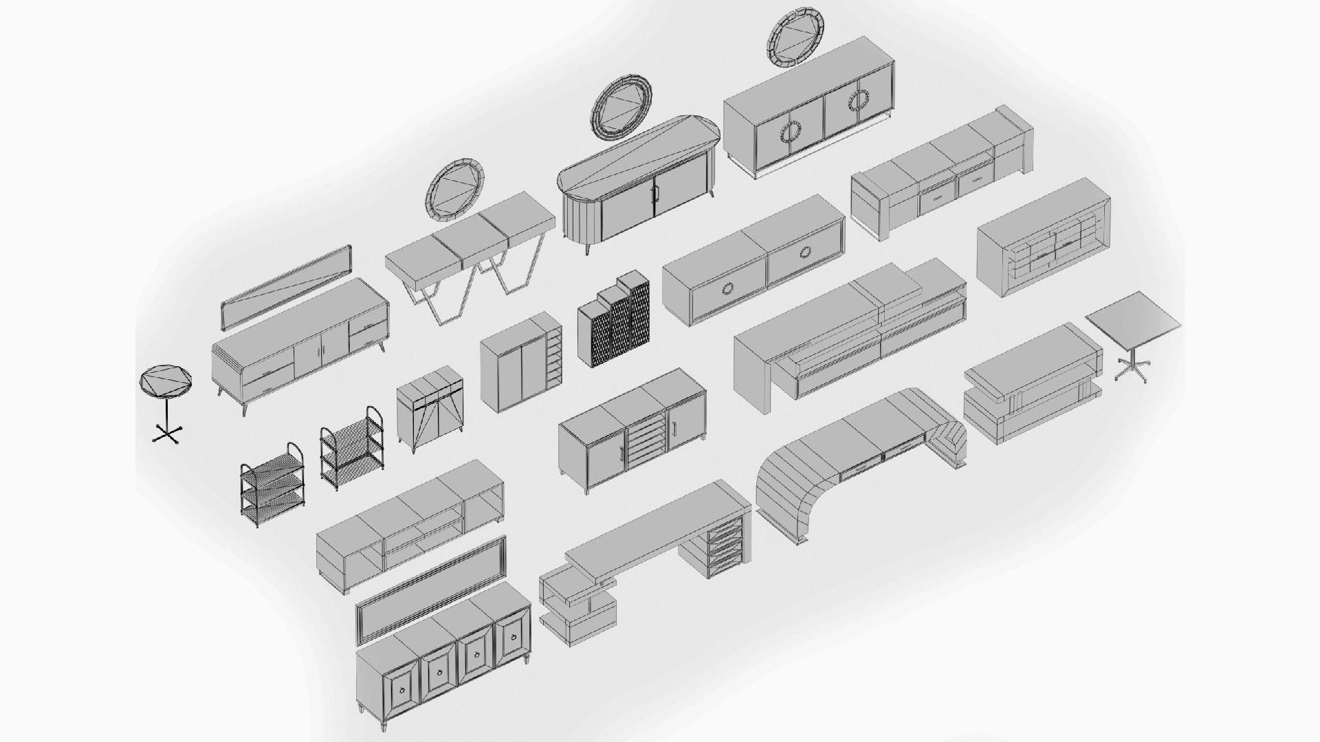 3D model 3D model collection of furniture and models lowpoly VR / AR