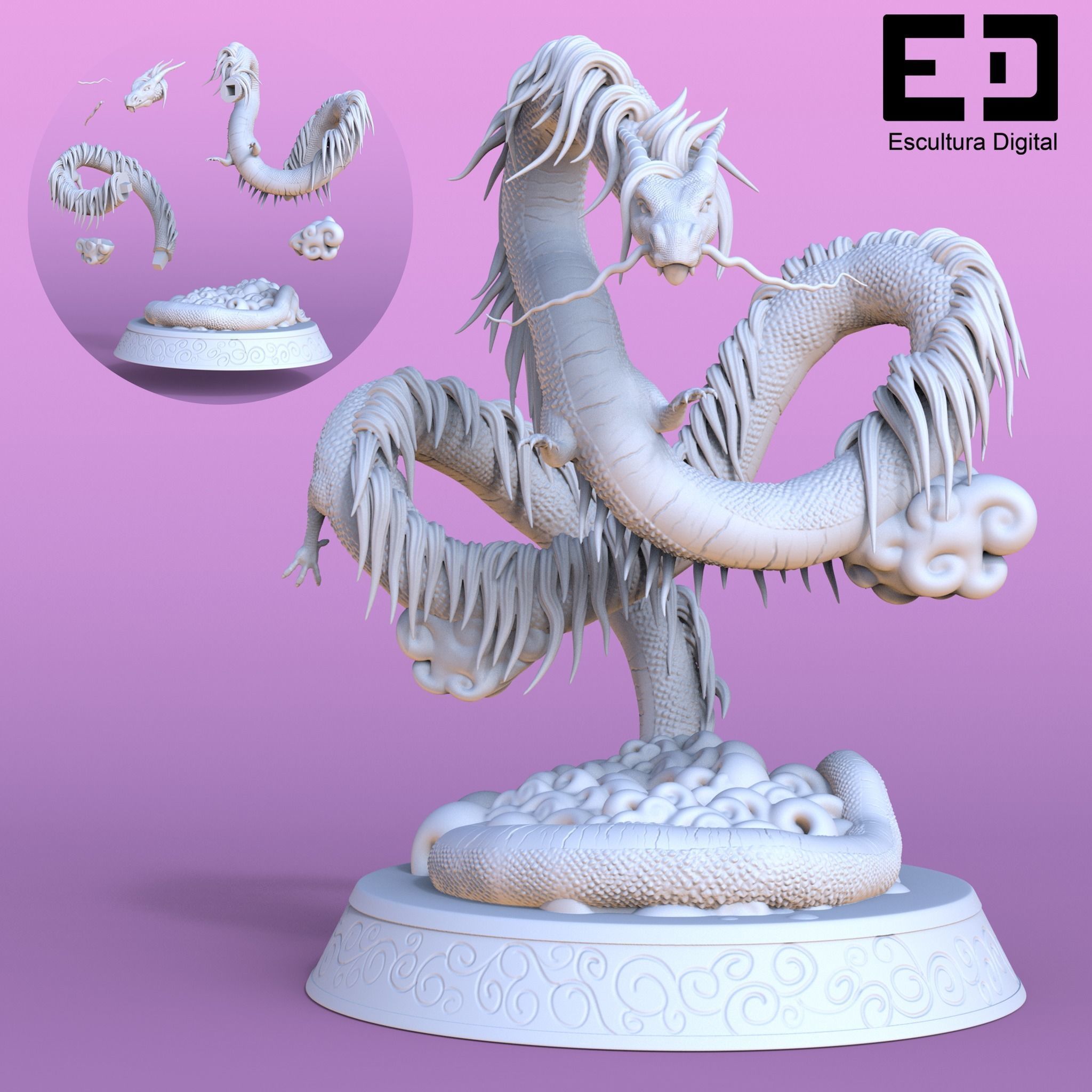 Dragon chino Chinese dragon 3D model 3D printable CGTrader