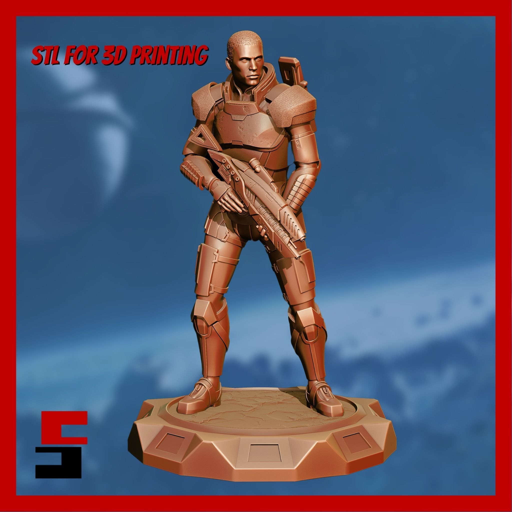Mass Effect Commander Shepard Miniature Figurine Figure 3D model 3D ...