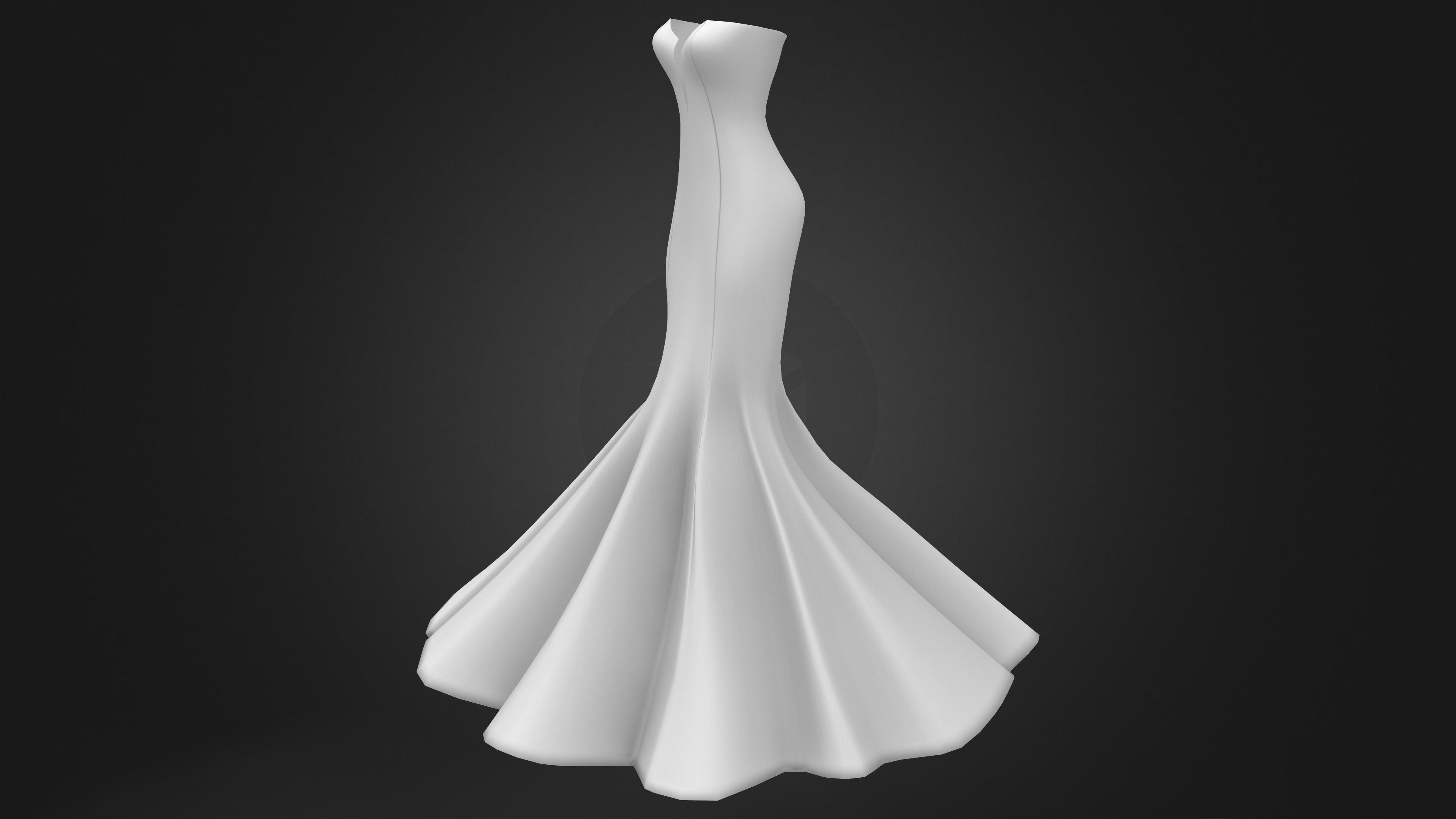 3D model Royal Blue Floral Prom Dress VR / AR / lowpoly CGTrader