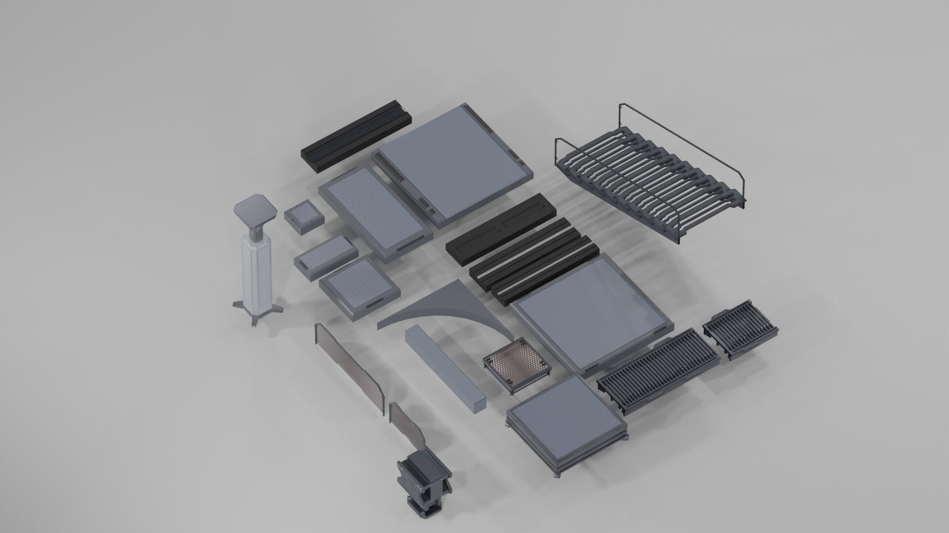 3D model SCIFI modules kitbash Military Base Building Kit Cyberpunk VR / AR / lowpoly CGTrader