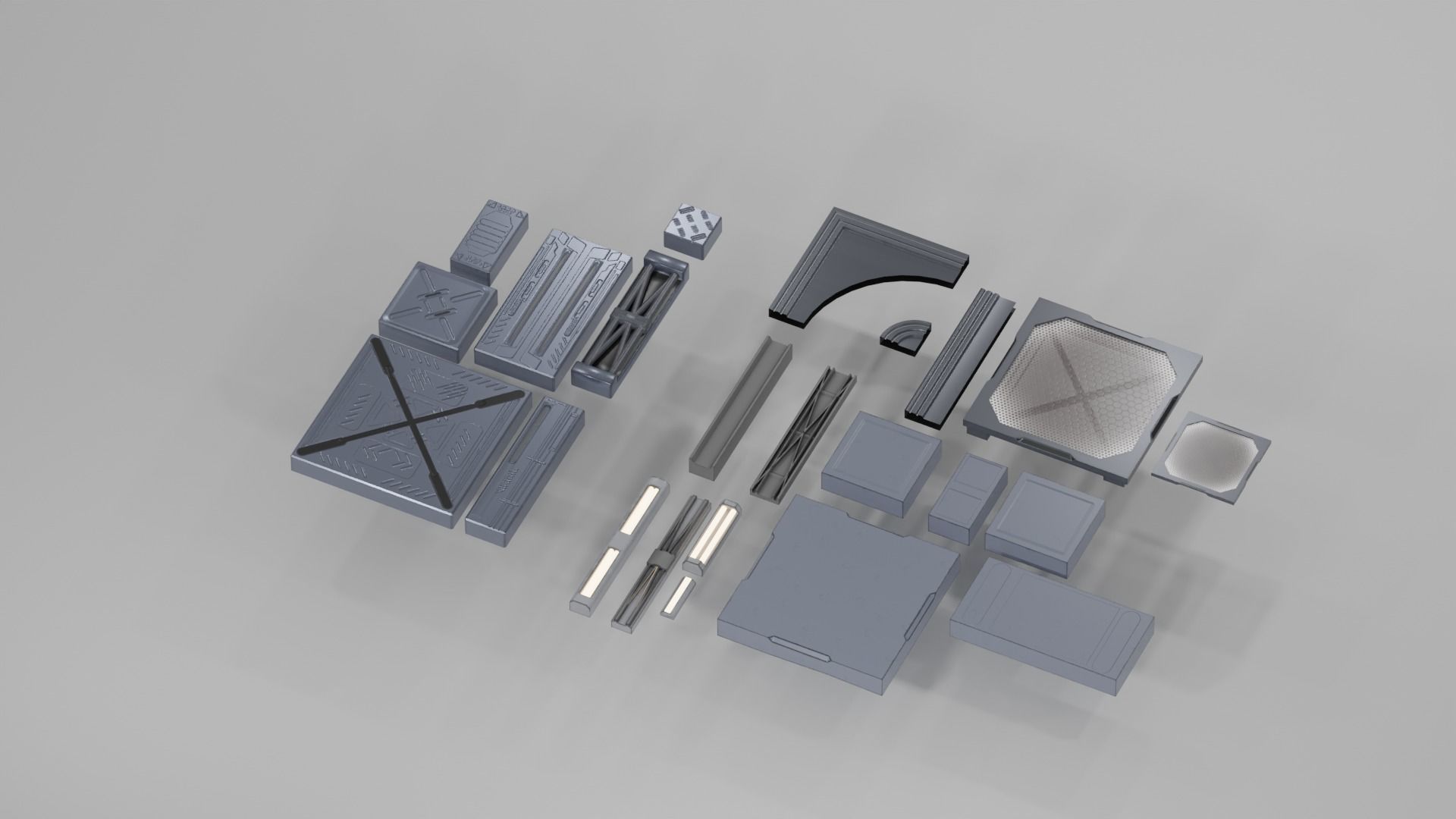 3D model SCIFI modules kitbash Military Base Building Kit Cyberpunk VR / AR / lowpoly CGTrader