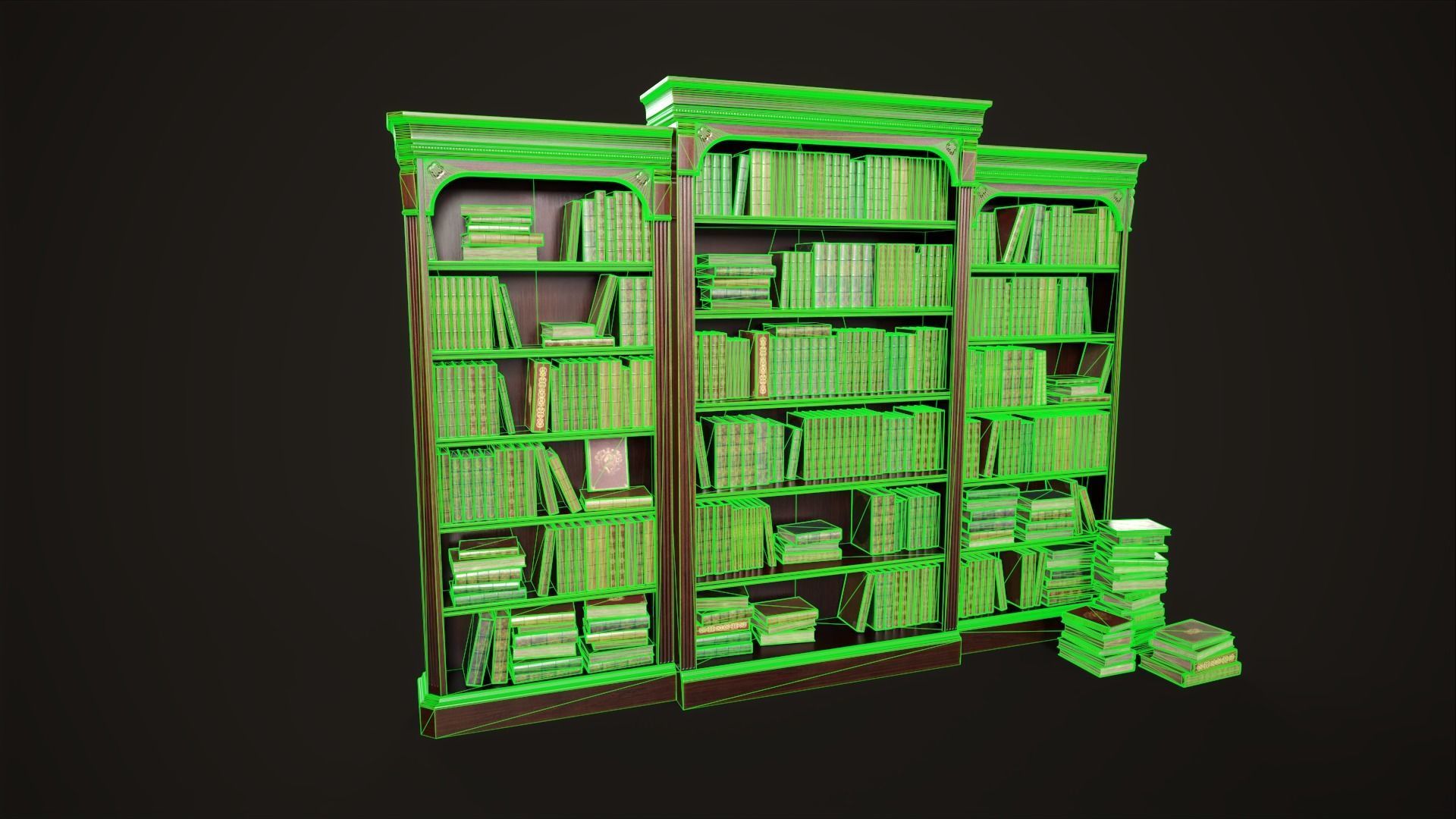 3D model Vintage bookcase VR / AR / lowpoly CGTrader