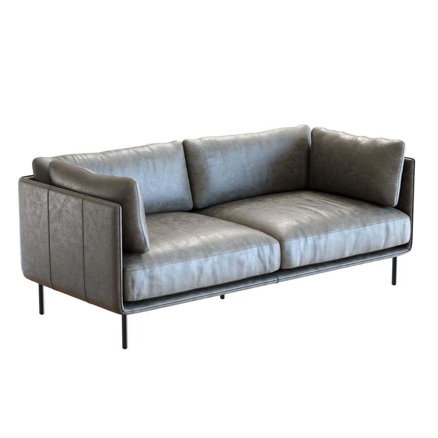 Crate and Barrel Wells Leather Sofa 3D model CGTrader