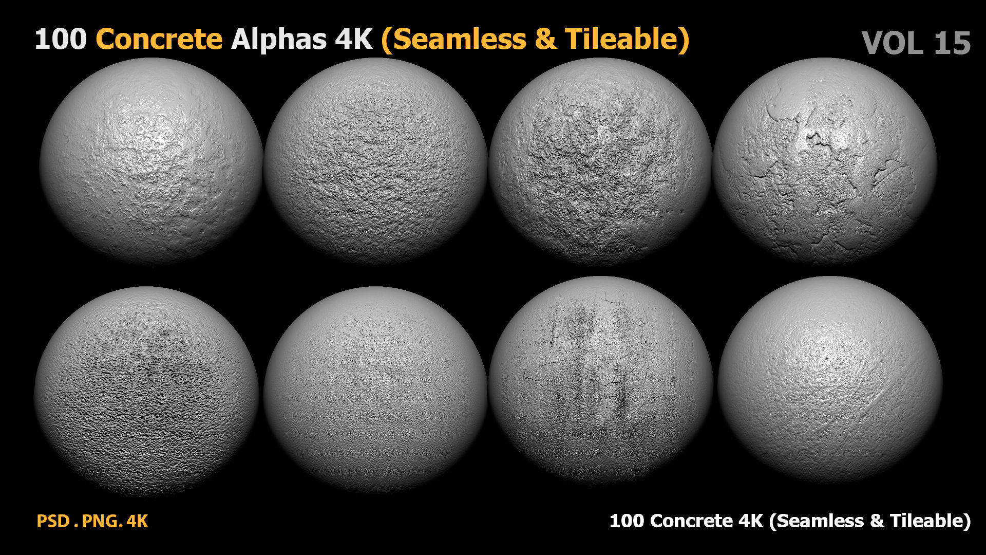 100 Concrete Alphas 4K Seamless Tileable vol 15 Texture | CGTrader