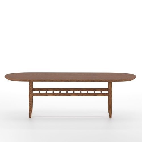 lenia walnut oval coffee table 3D model | CGTrader