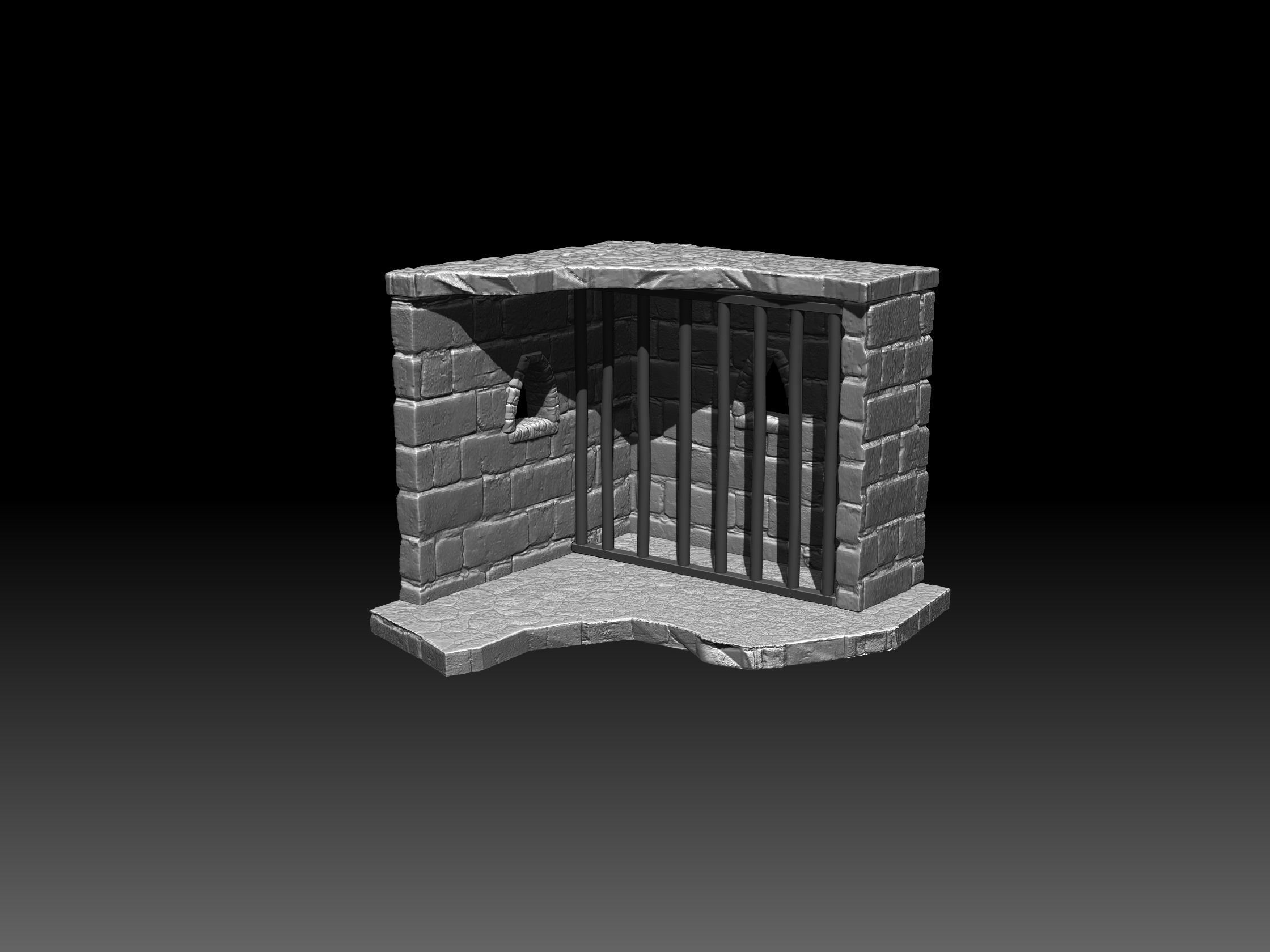 Dungeon walls and door 3D model 3D printable | CGTrader