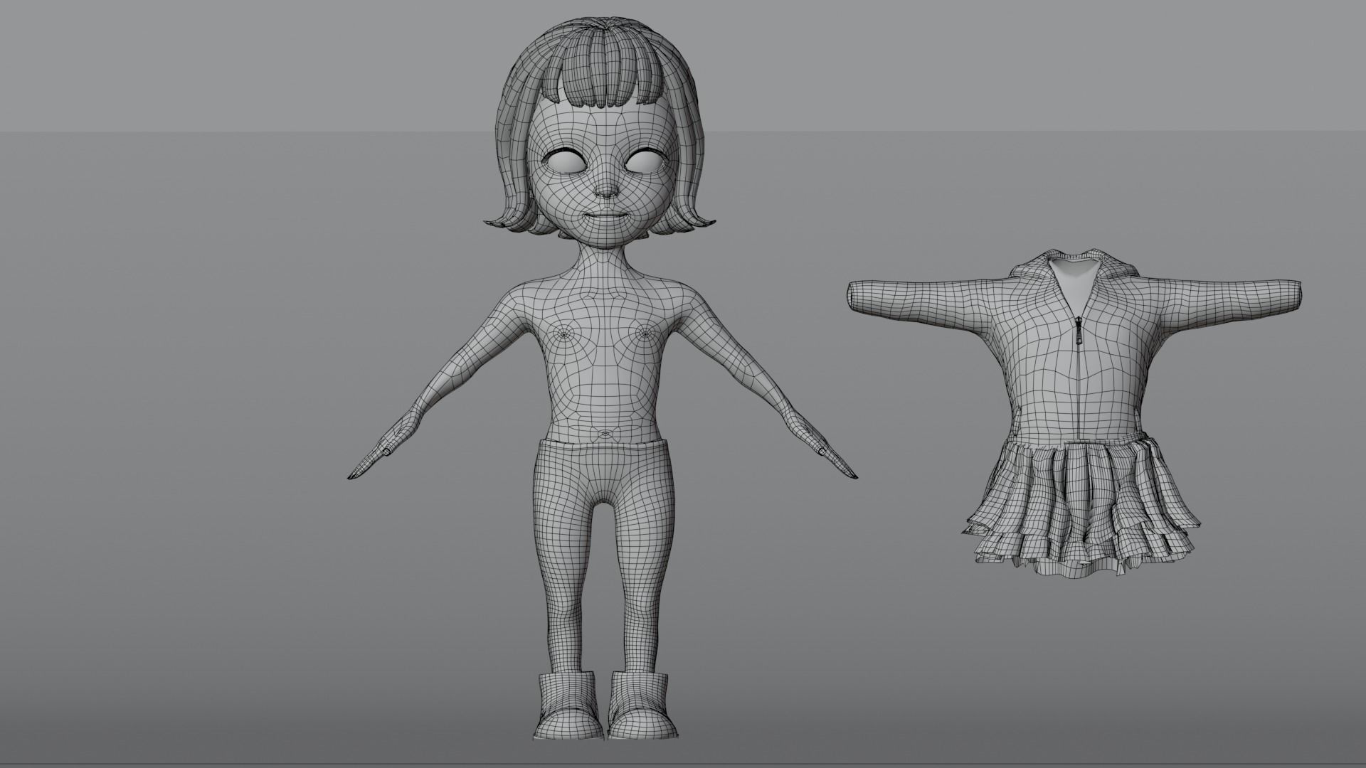 3D model Cartoon liitle girl rigged VR / AR / low-poly | CGTrader