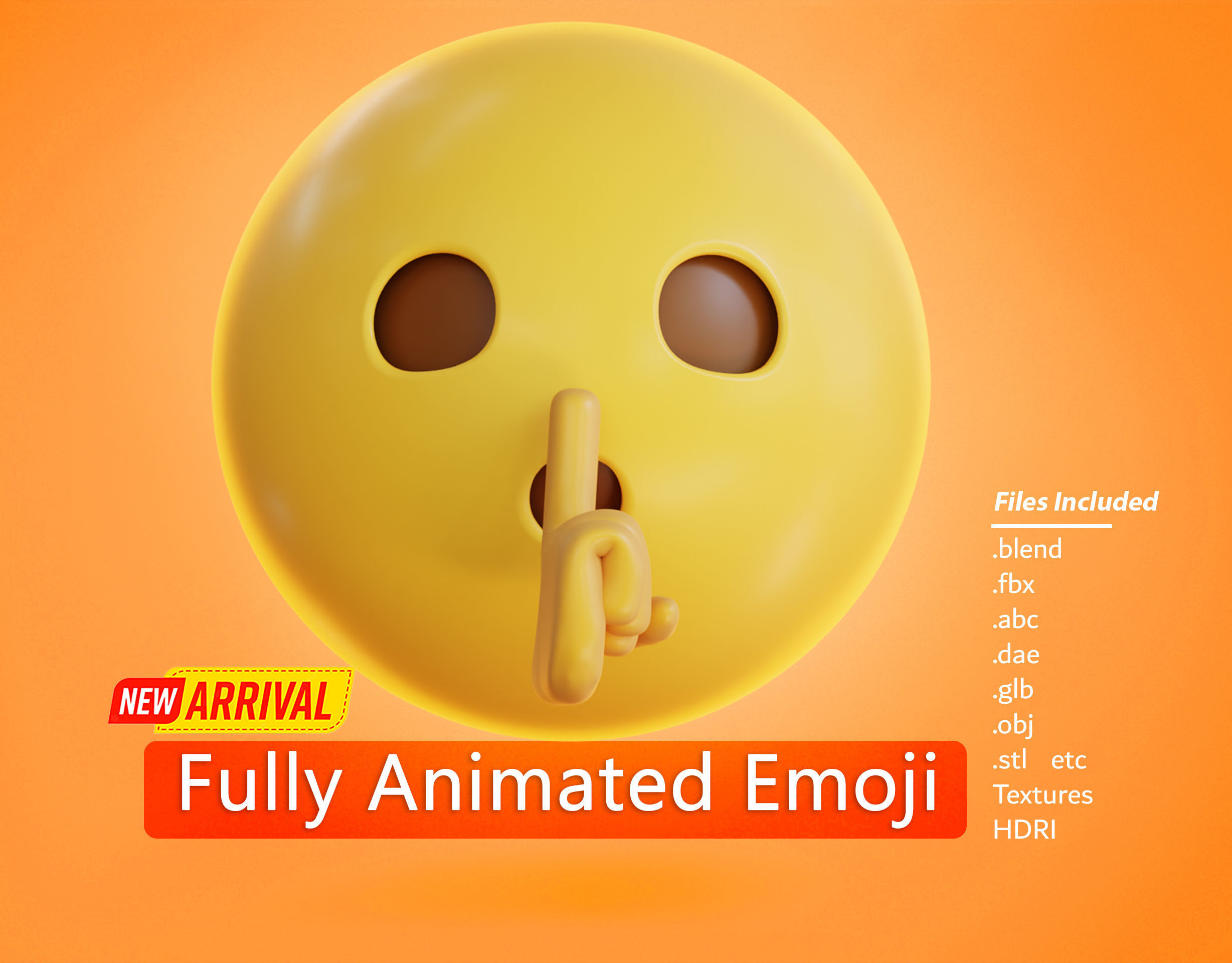 3D model Shushing face Animated Emoji VR / AR / low-poly | CGTrader