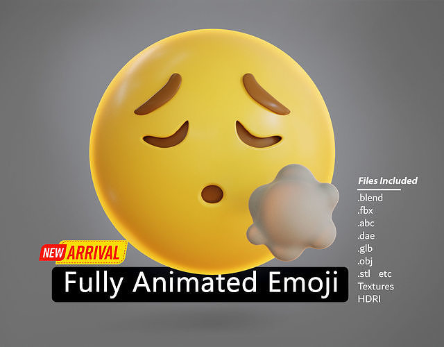 3D model face Exhaling Animated Emoji VR / AR / lowpoly CGTrader