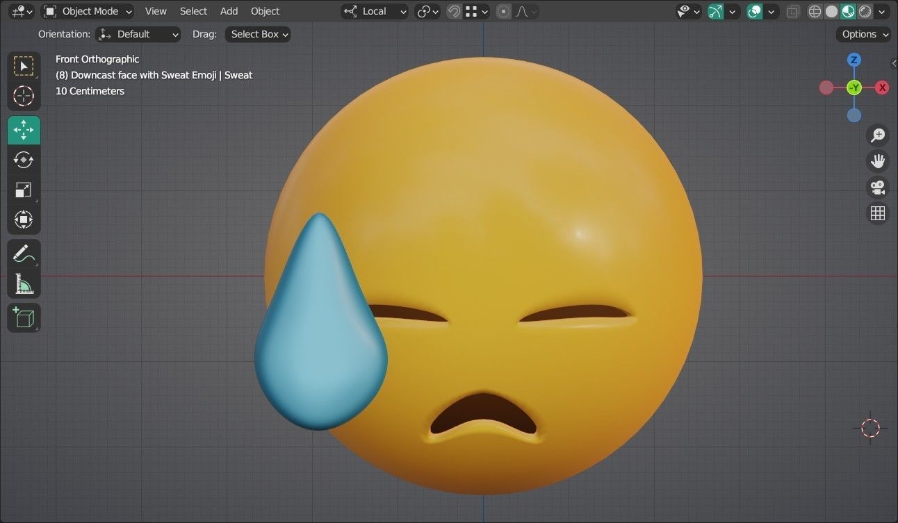 3D model Downcast face with Sweat Animated Emoji VR / AR / low-poly ...