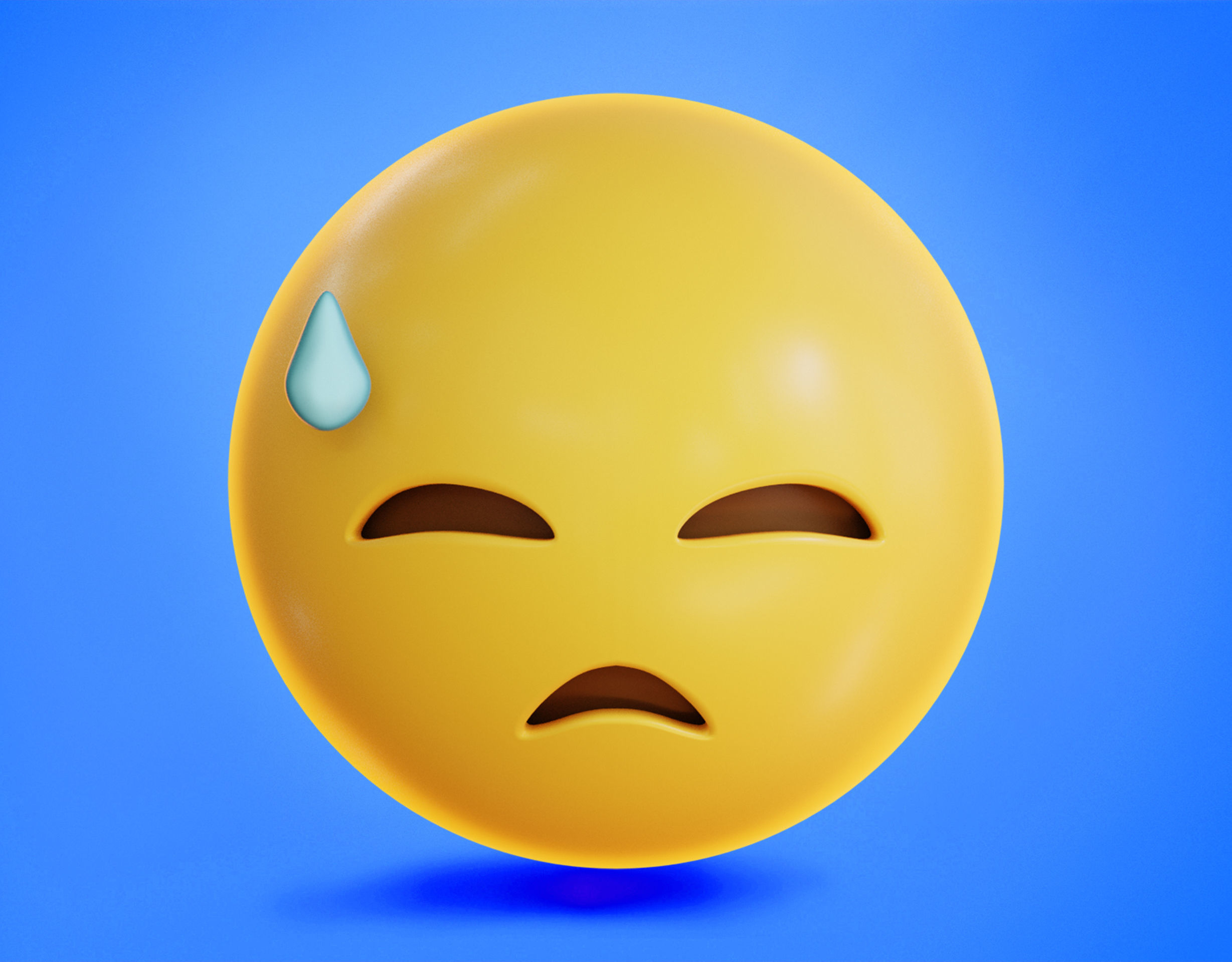 3D model Downcast face with Sweat Animated Emoji VR / AR / low-poly ...