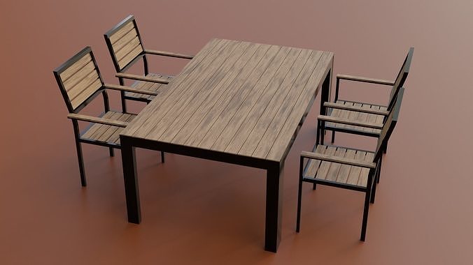 3D model Outdoor Table and Chairs set VR / AR / low-poly | CGTrader