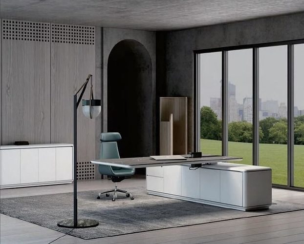 Modern Office Desk Low poly revit family and 3DSMAX model free 3D model