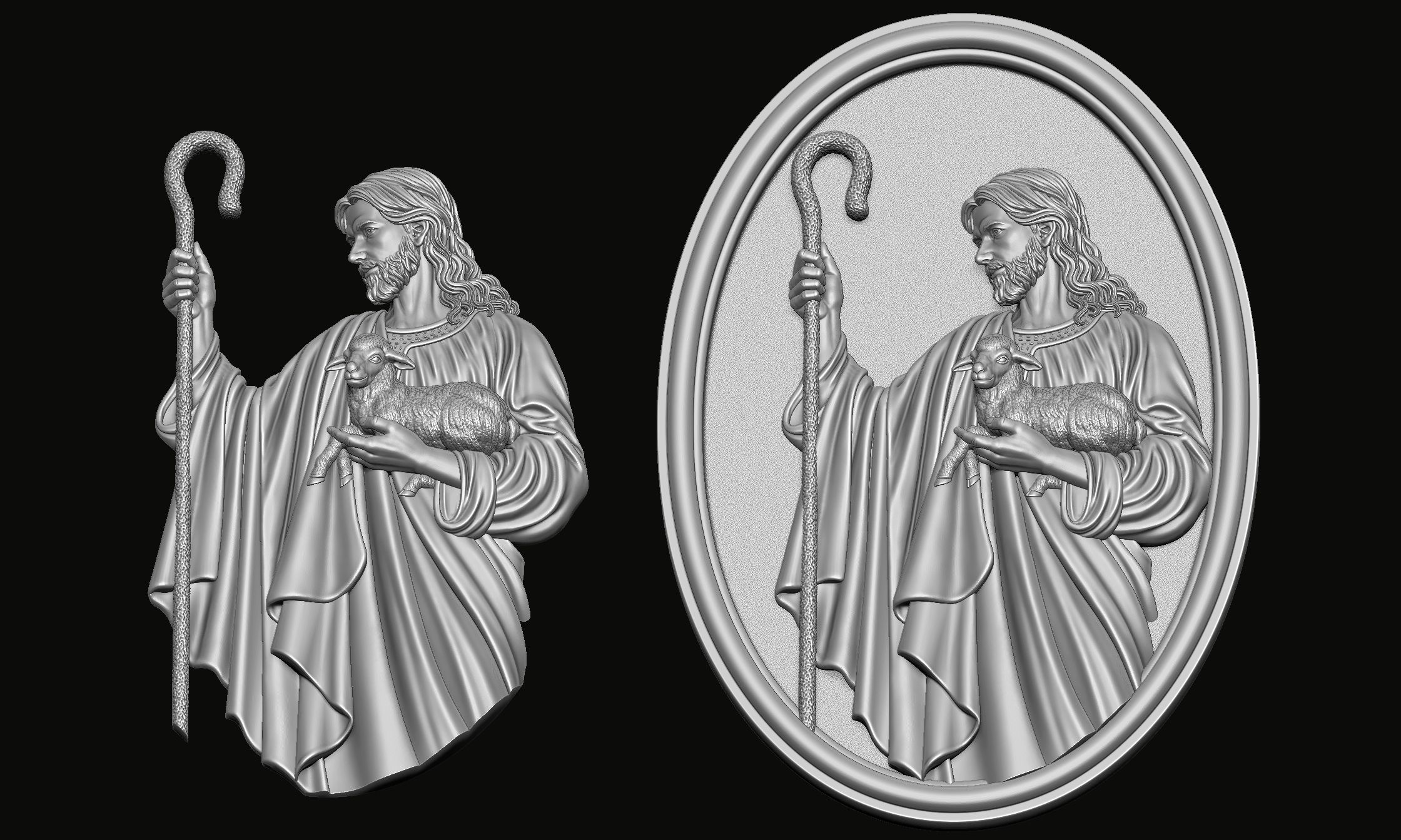 Jesus Christ holding a lamb 3D model 3D printable | CGTrader