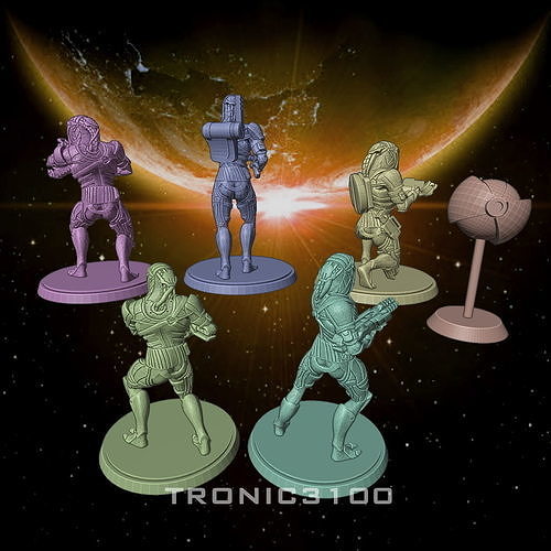 Mass Effect Quarian Squad Miniature Pack for Tabletop games 3D model 3D ...