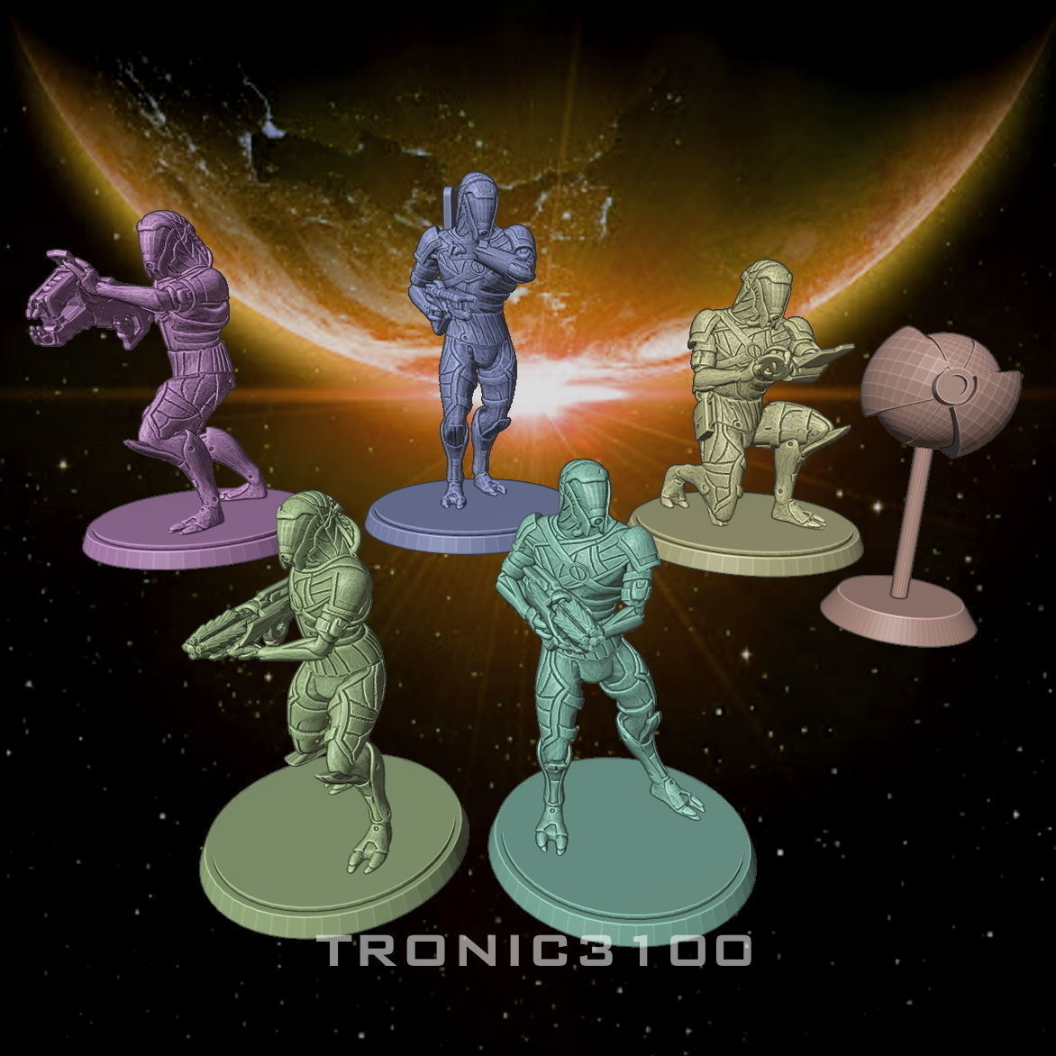 Mass Effect Quarian Squad Miniature Pack for Tabletop games 3D model 3D ...