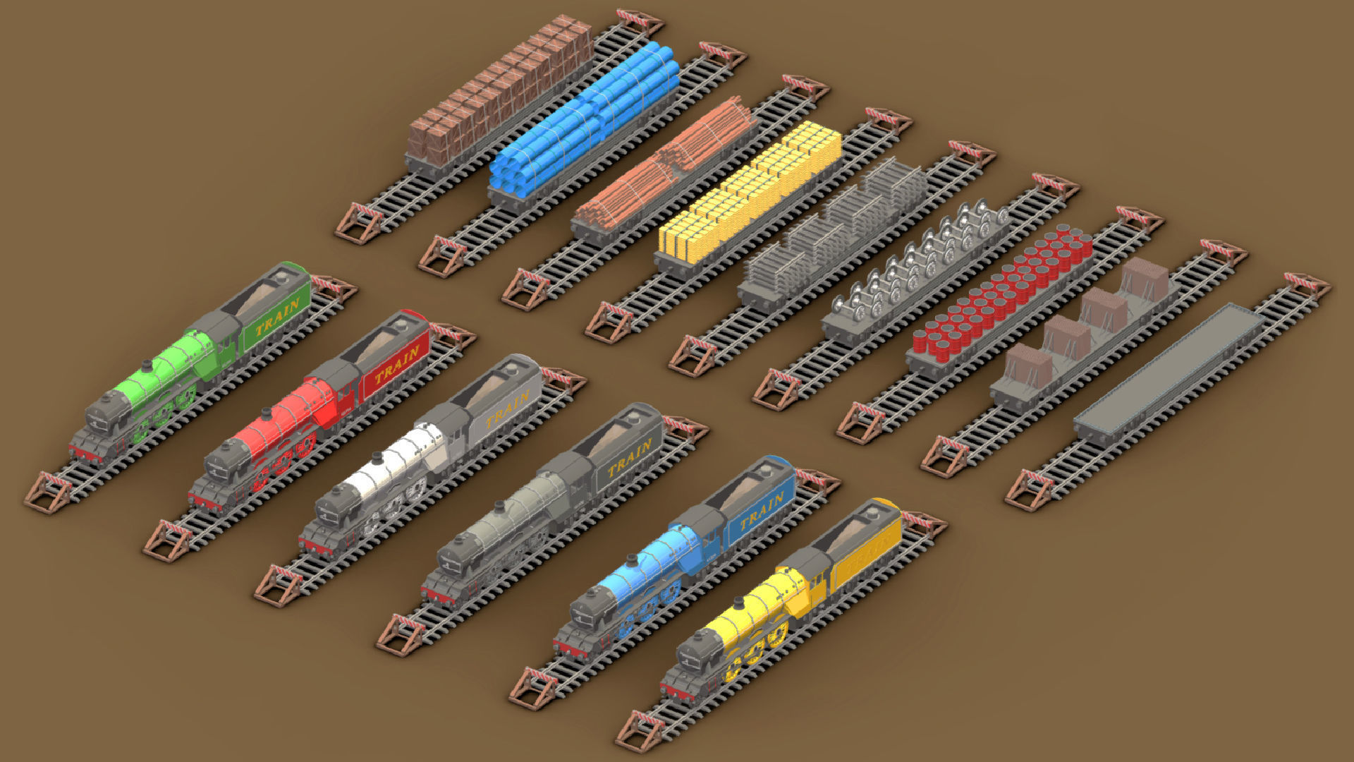 3D model Train Pack 1 VR / AR / low-poly | CGTrader