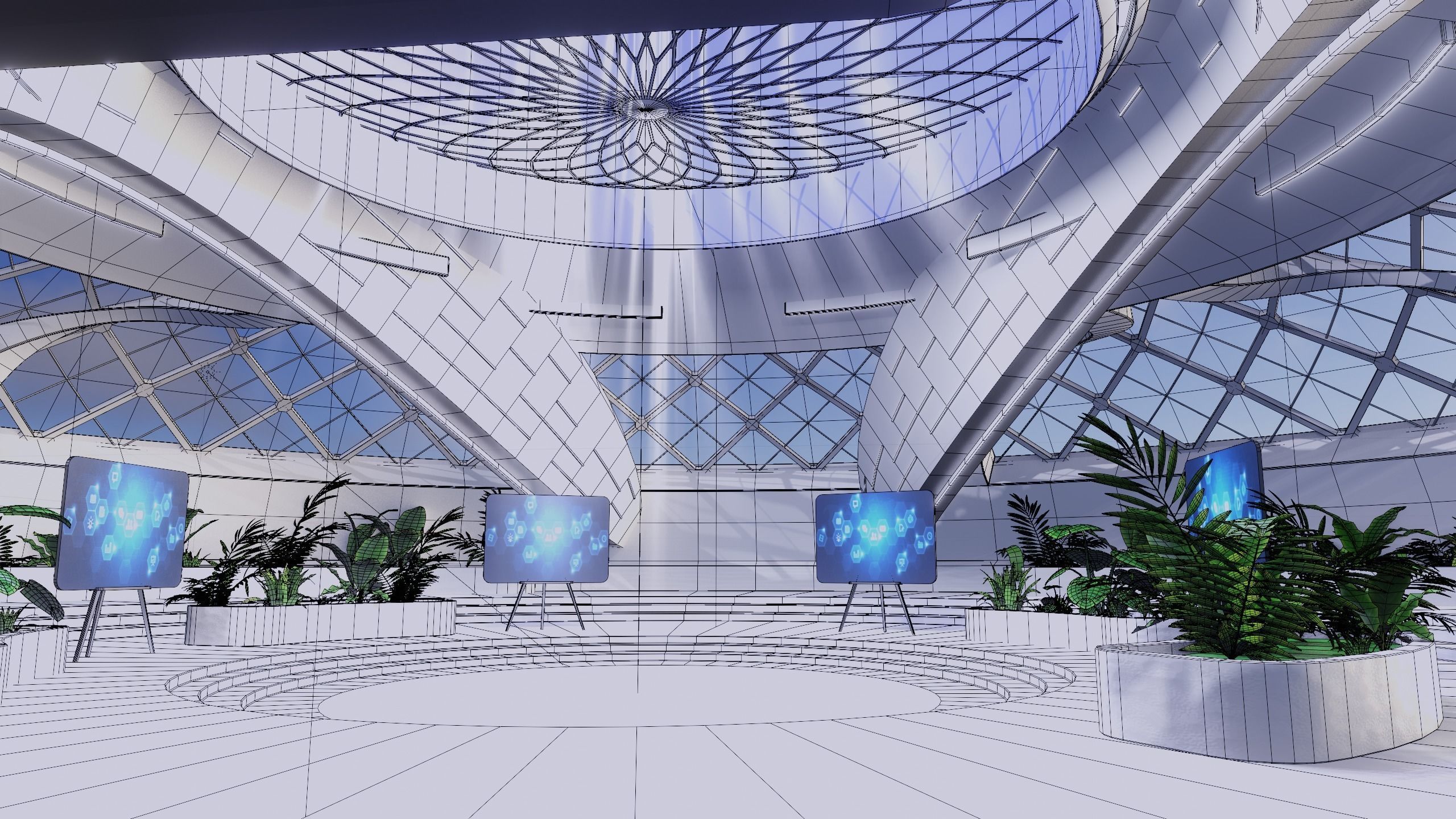 Sci Fi Exhibition Hall Interior 3D model | CGTrader