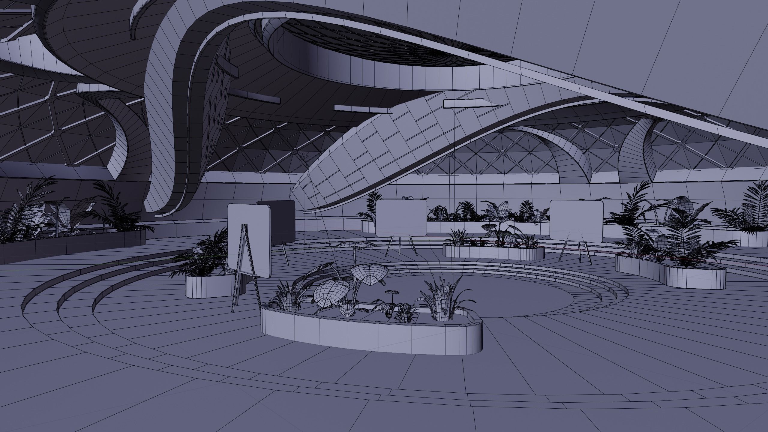 Sci Fi Exhibition Hall Interior 3D model | CGTrader