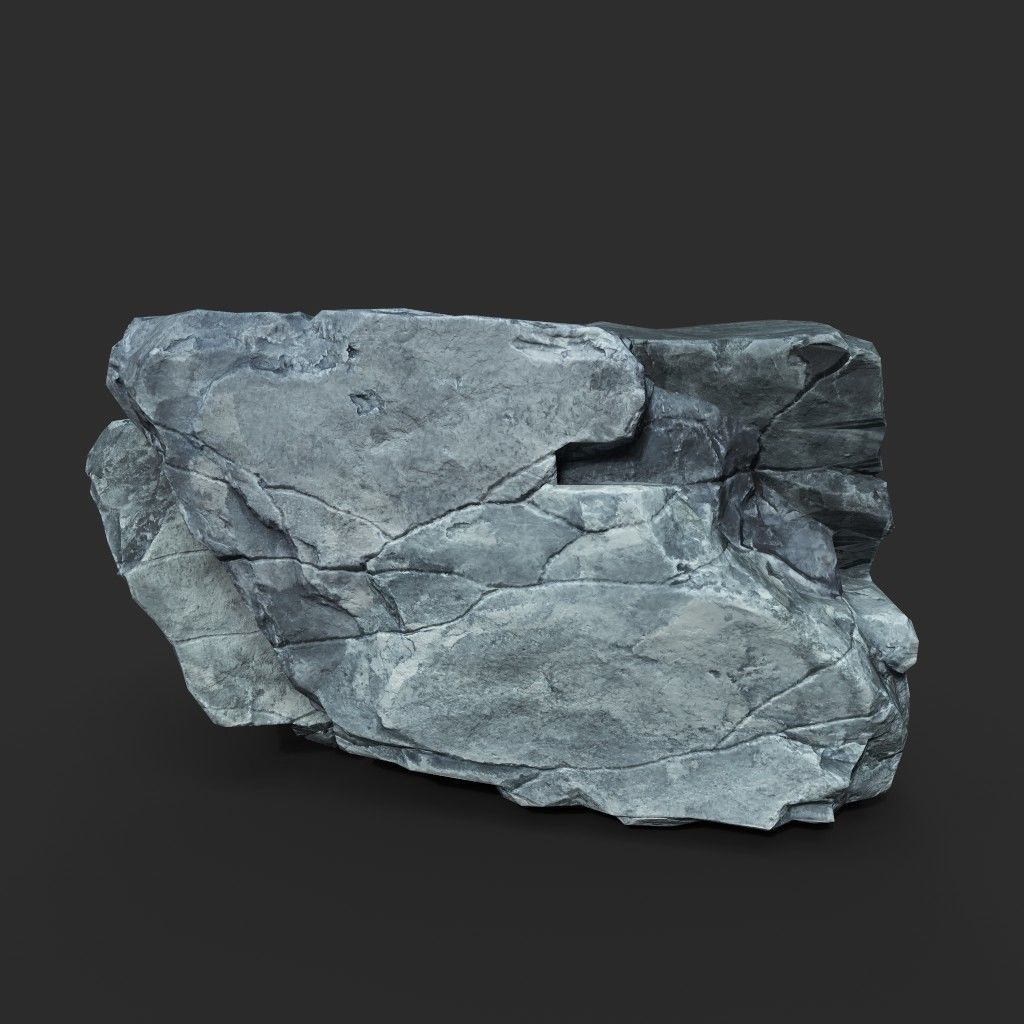 3D model Low Poly Gray Rock 230322 - Ultra HD 16K Texture VR / AR / low ...