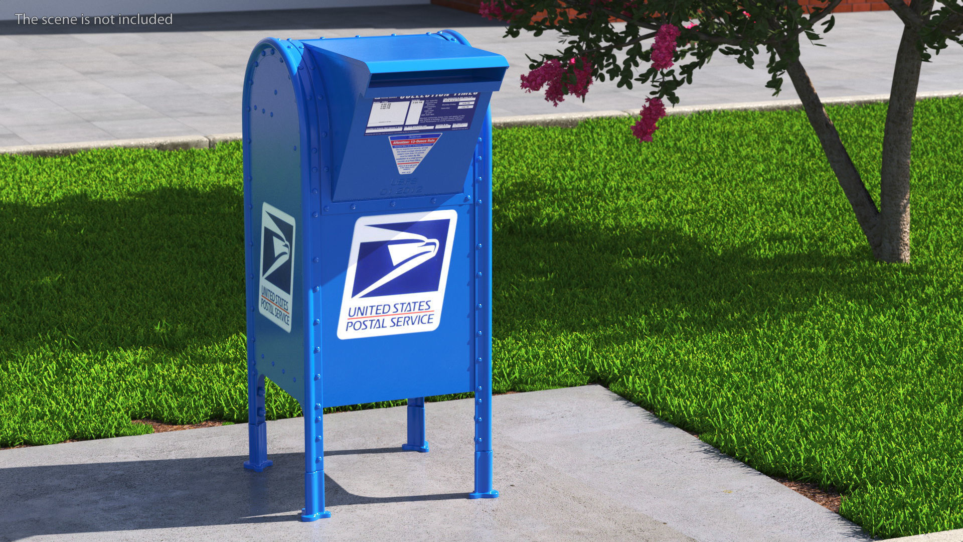 Blue Metal US Mailbox 3D model CGTrader