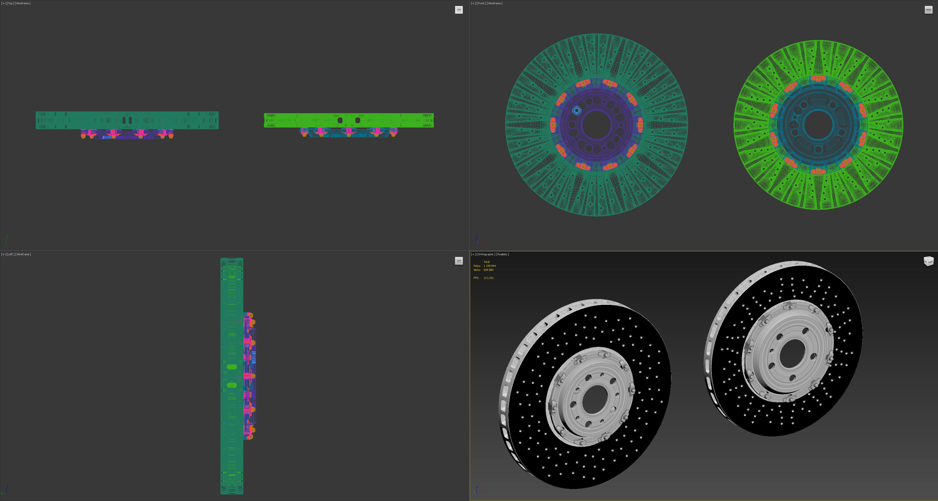 Ceramic Brakes with Cracks 3D model CGTrader