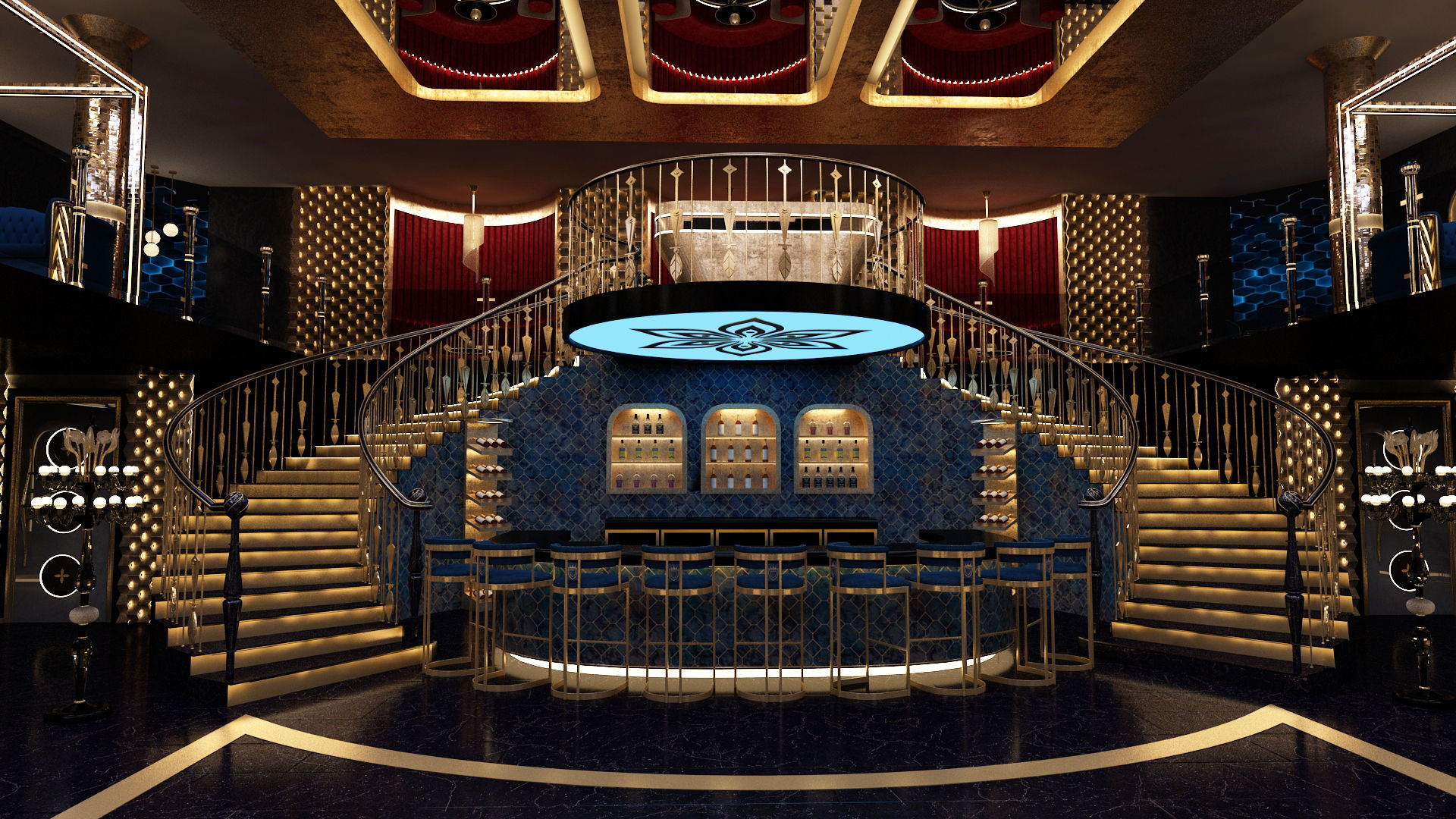 Luxury nightclub bar interior design 3D model | CGTrader