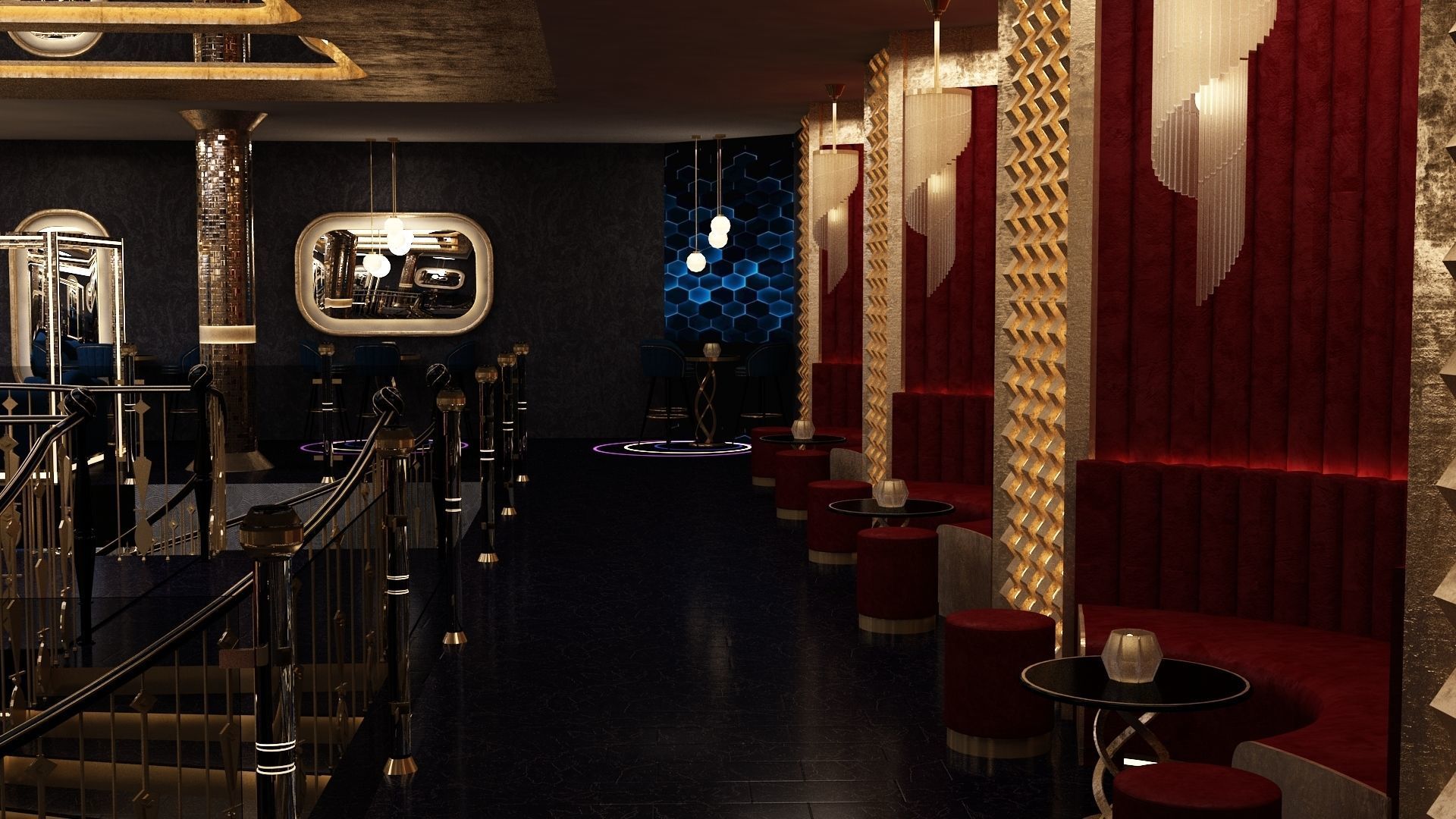 Luxury nightclub bar interior design 3D model | CGTrader