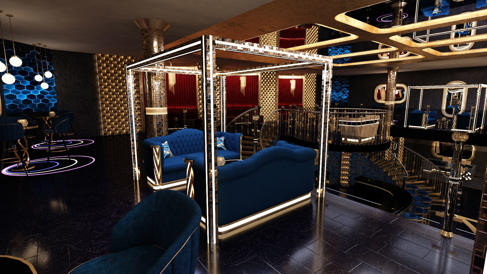 Luxury nightclub bar interior design 3D model | CGTrader