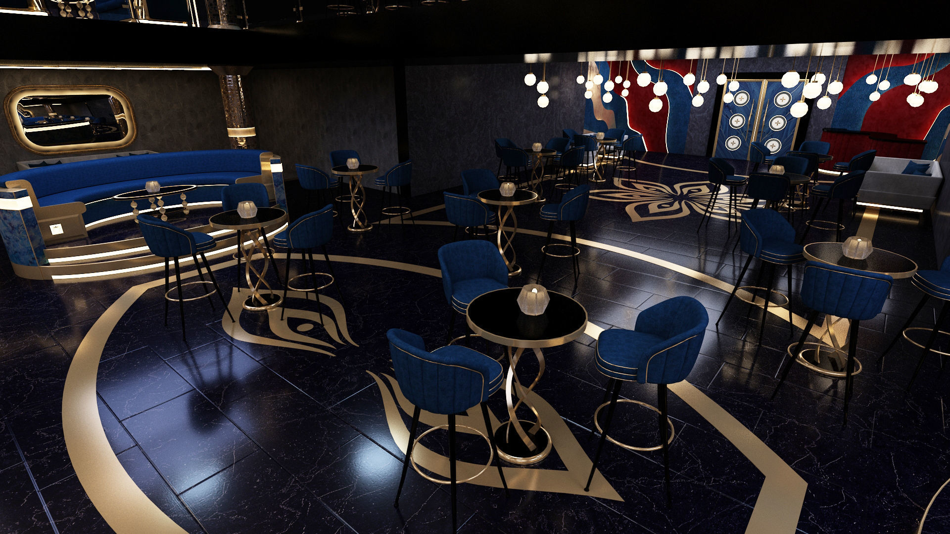 Luxury nightclub bar interior design 3D model | CGTrader