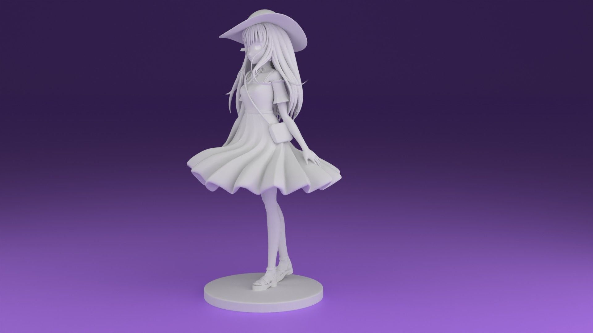summer anime girl 3D model 3D printable | CGTrader