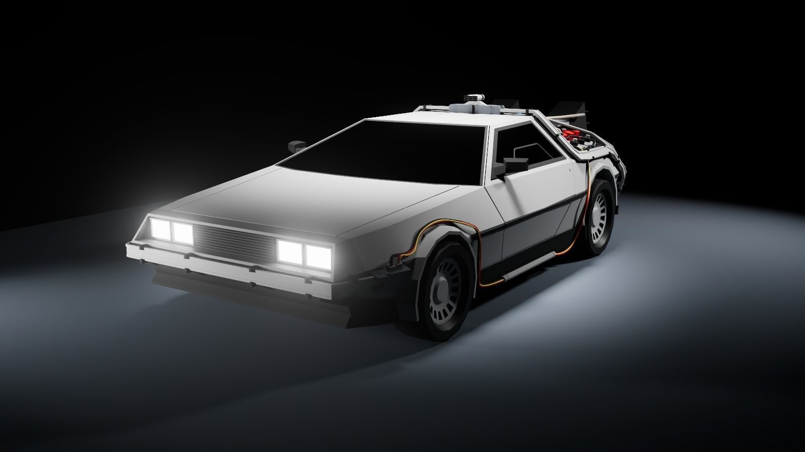3D model Time Machine 1981 DMC DeLorean Low-Poly Style VR / AR / low ...