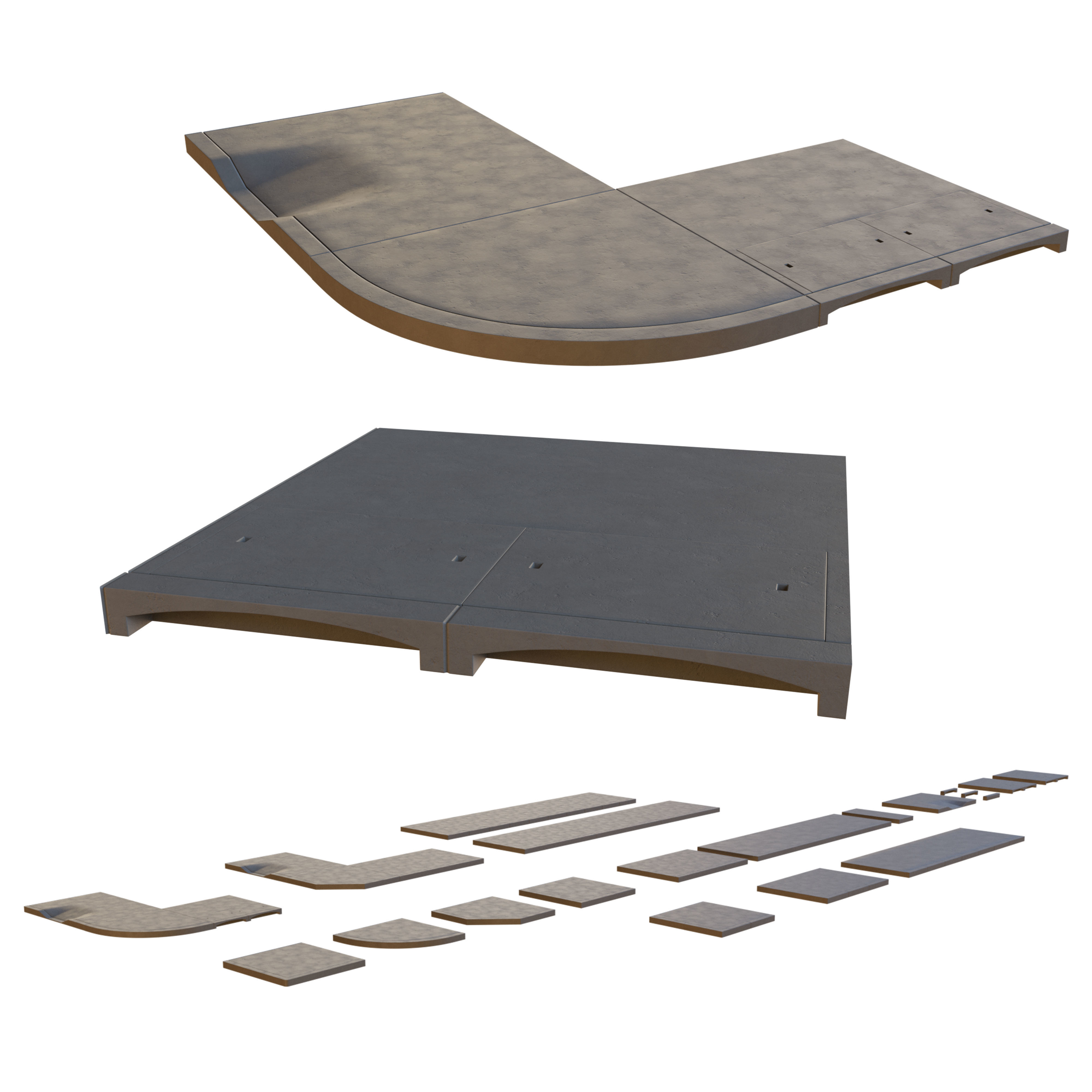 Setbuild 3D model Modular Sidewalks Setbuild Pack VR / AR / low-poly | CGTrader