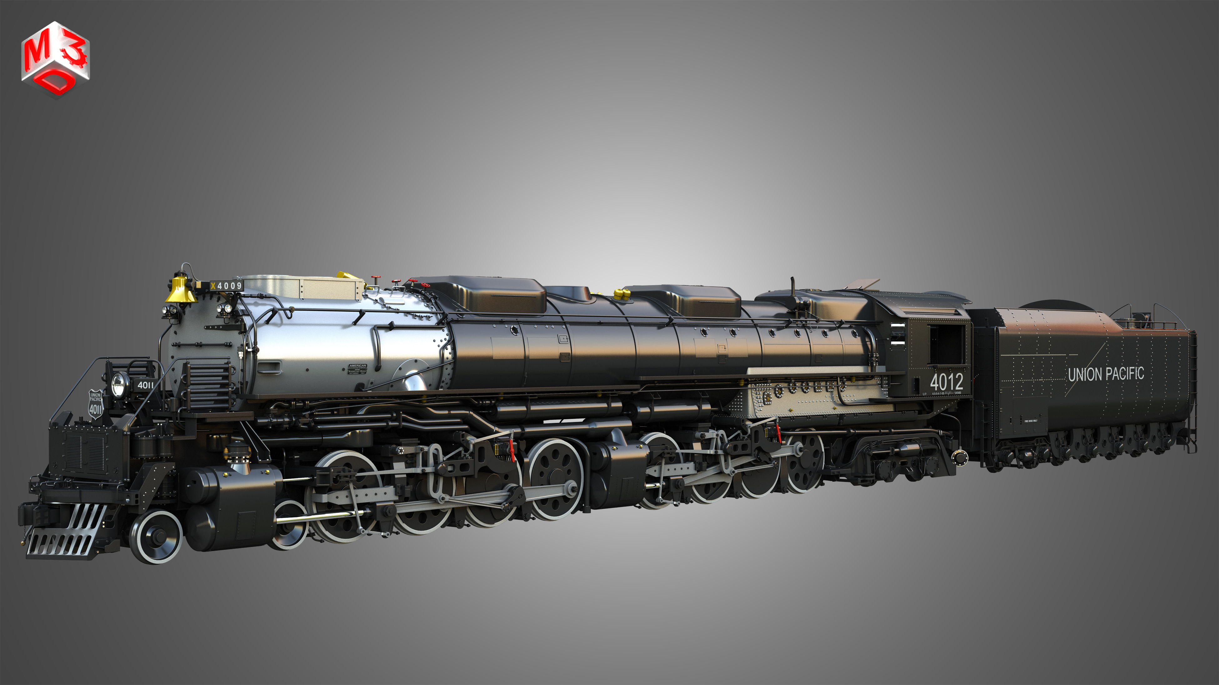 Big Boy 4014 - Steam Locomotive With Coal Wagon 3D model | CGTrader