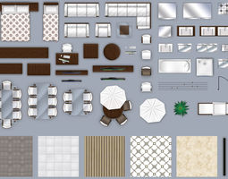 2d furniture floorplan top down view PSD 3D Model 