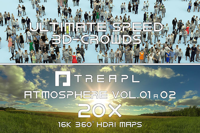 3D CROWDS ULTIMATE SPEED PEOPLE AND 20X HDRI SKY 3D Model Collection