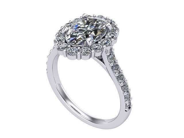 Oval Cushion Engagement Ring 3D model 3D printable | CGTrader