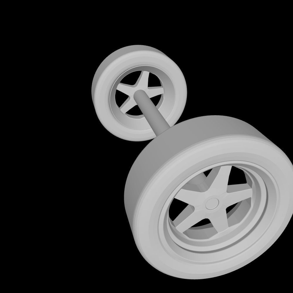 TOY CAR WHEELS WITH SHAFT 2 SPARE PARTS TOY WHEELS 3D model 3D