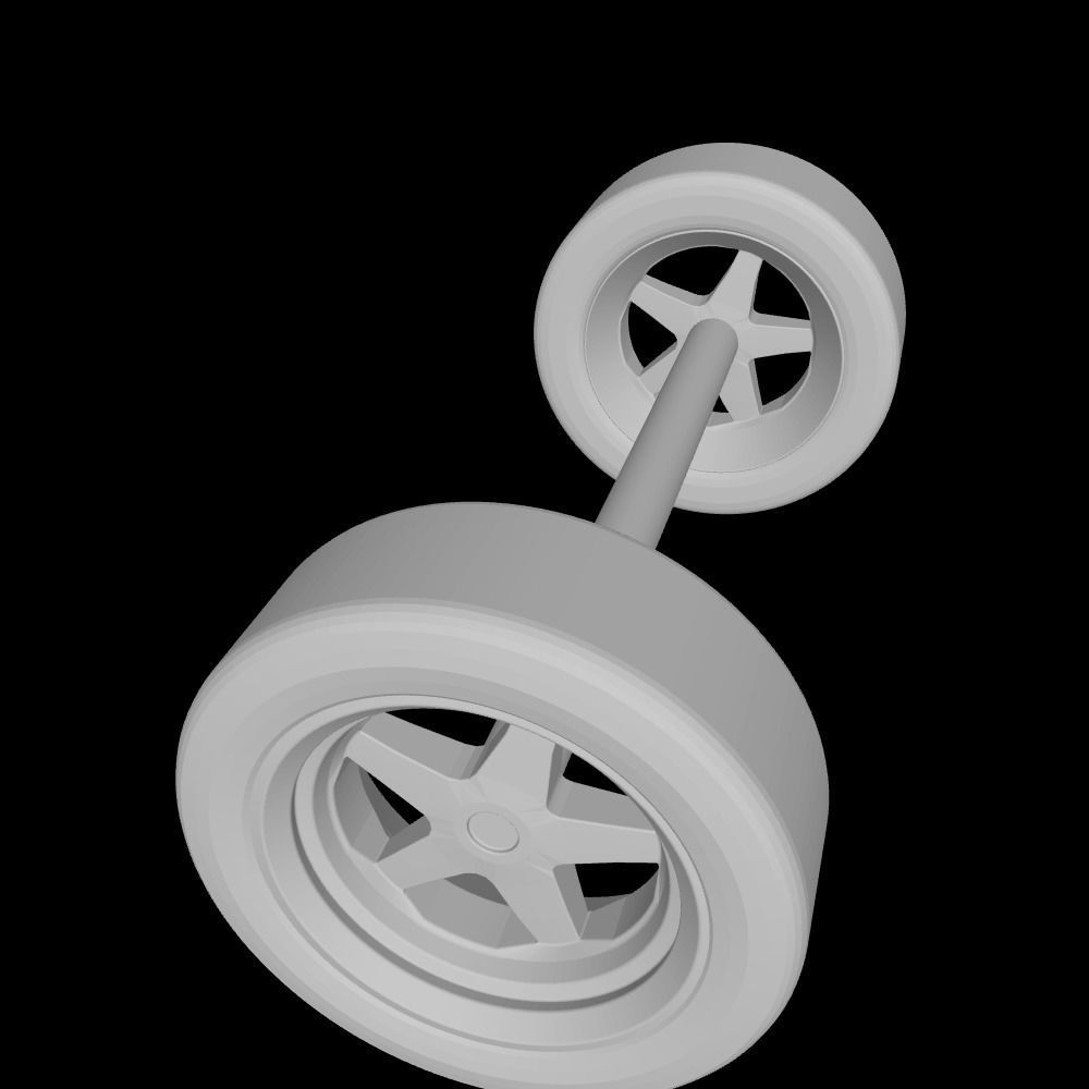 TOY CAR WHEELS WITH SHAFT 2 SPARE PARTS TOY WHEELS 3D model 3D
