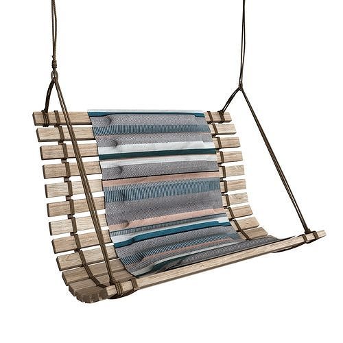 Swings seat with hanging ropes 3D model CGTrader