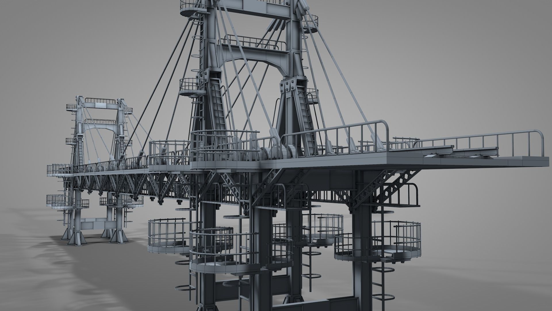 Railway Suspension Bridge 3D model CGTrader