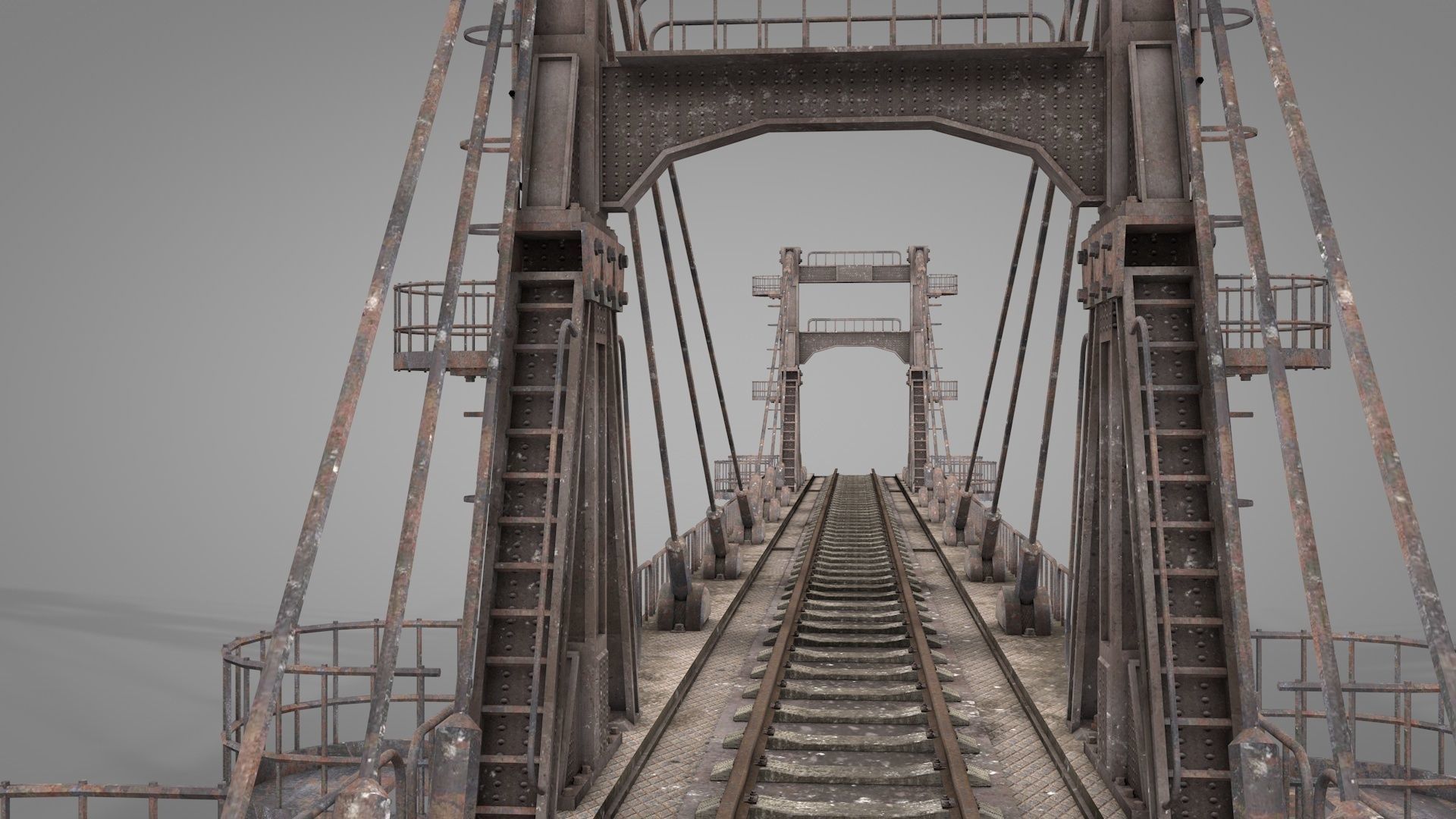 Railway Suspension Bridge 3D model CGTrader