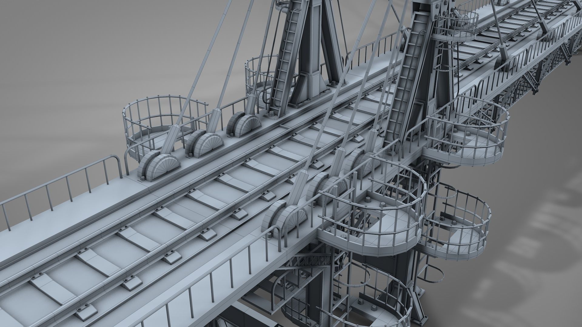 Railway Suspension Bridge 3D model CGTrader