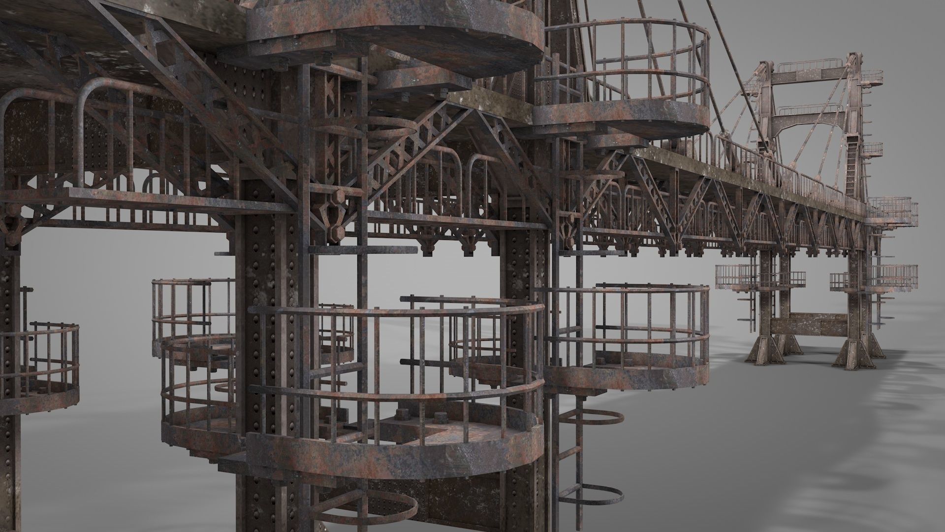 Railway Suspension Bridge 3D model CGTrader