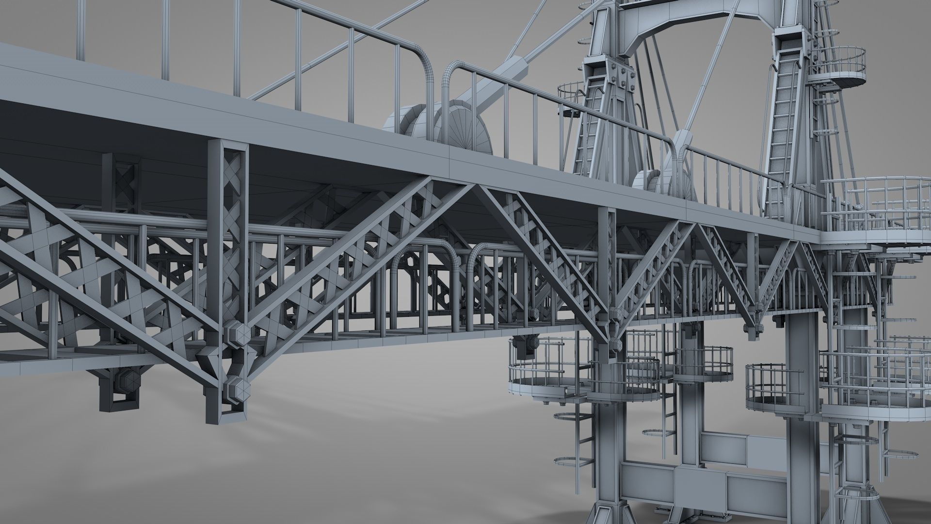 Railway Suspension Bridge 3D model CGTrader