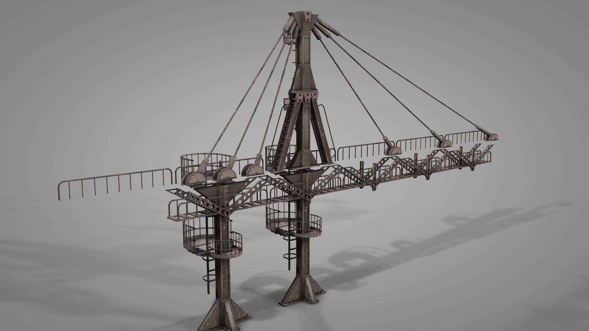 Railway Suspension Bridge 3D model CGTrader