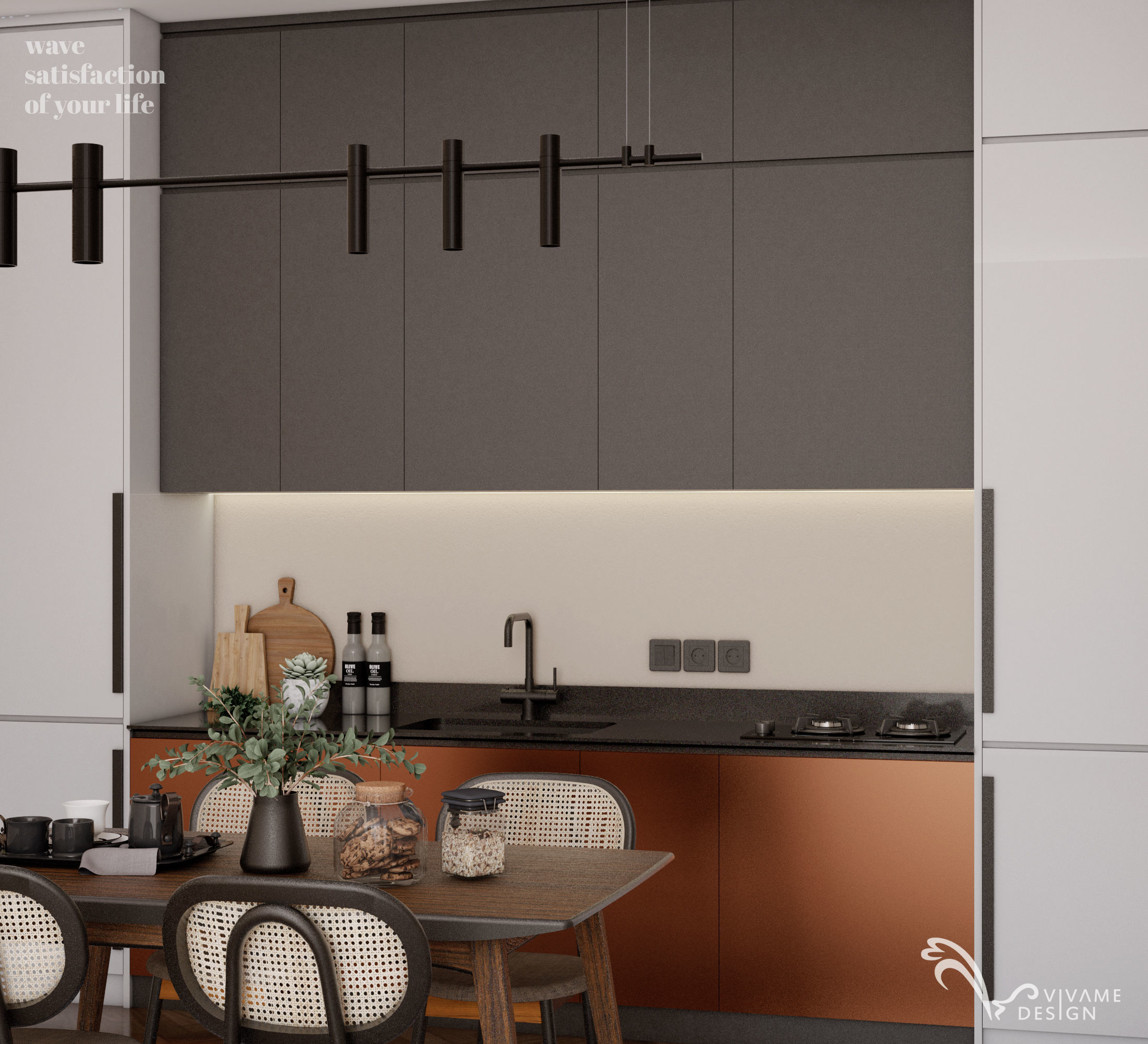 Sage and Orange Kitchen Set 3D model CGTrader