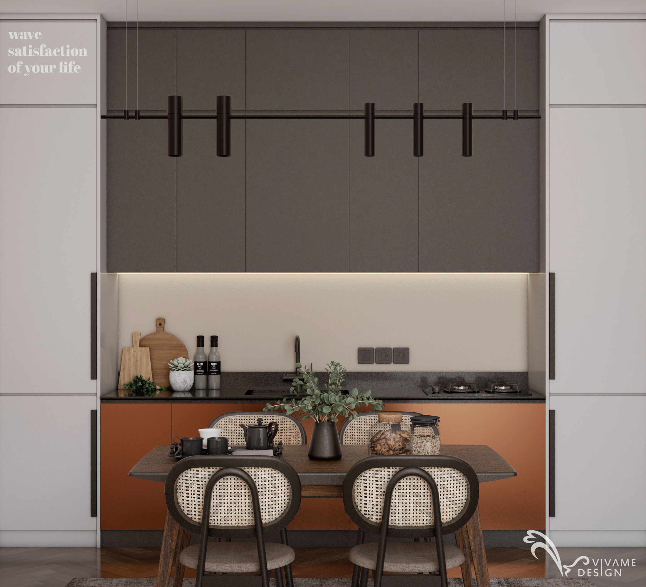 Sage and Orange Kitchen Set 3D model CGTrader