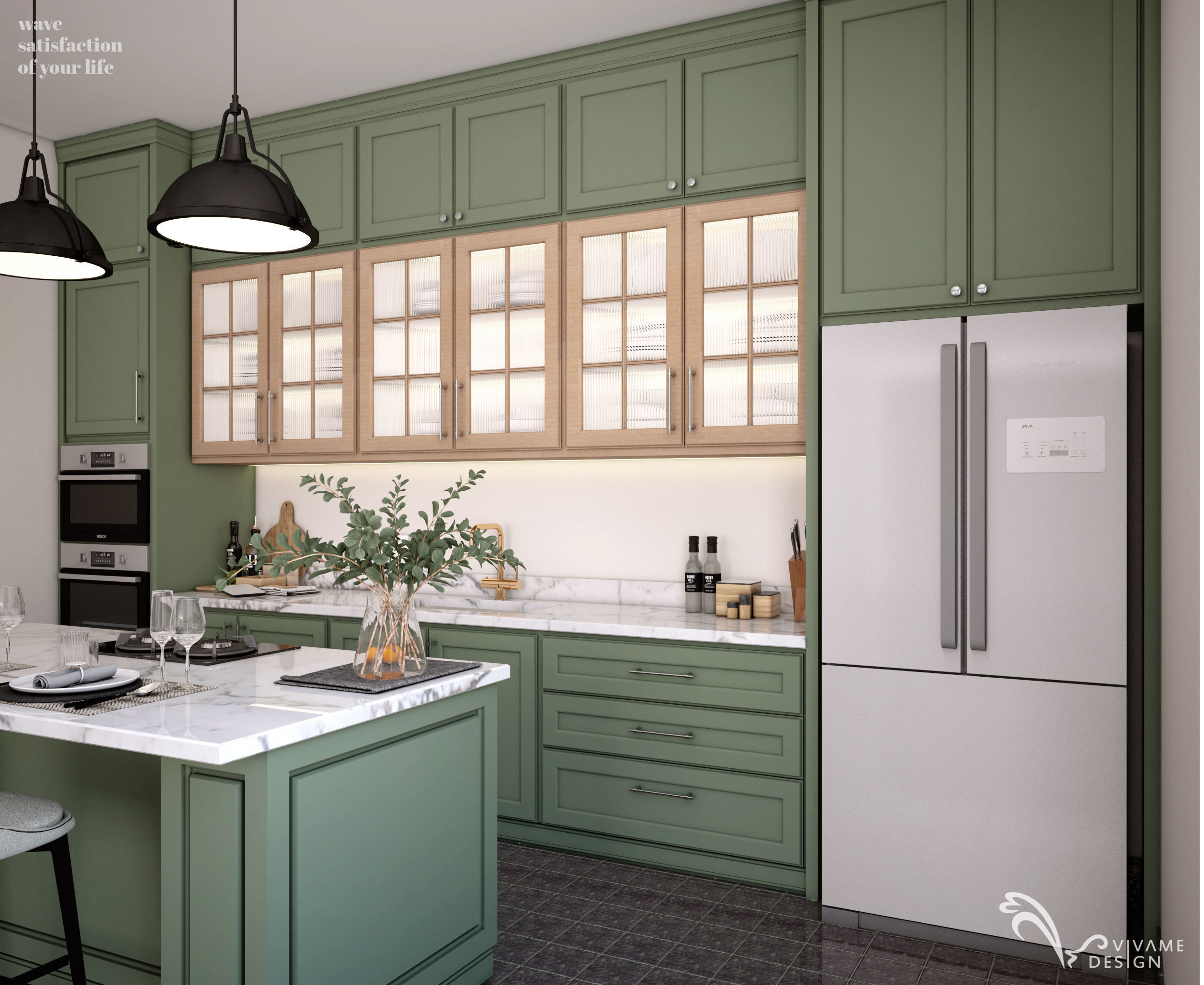 Sage and Orange Kitchen Set 3D model CGTrader